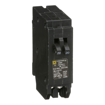 Square D HOMT2020 20 Amp Tandem 120V Standard Trip Circuit Breaker UL