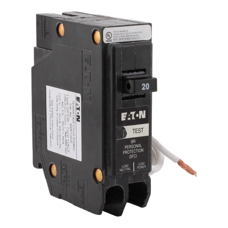 Eaton BRN120GF 20 Amp Single Pole 120V Pigtail-Neutral GFCI Ground Fault Circuit Breaker UL