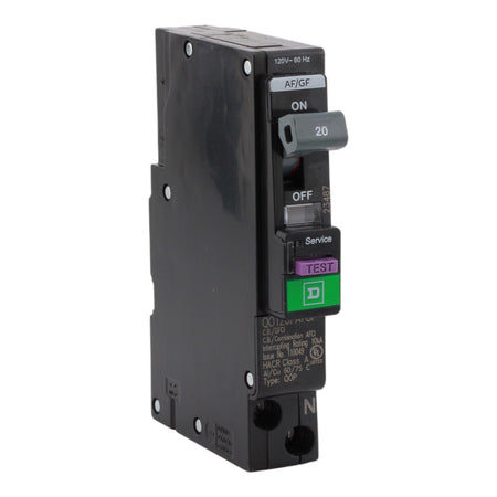 Square D QO120PAFGF 20 Amp Single Pole 120V Plug-On Neutral AFCI/GFCI Dual Function Circuit Breaker UL