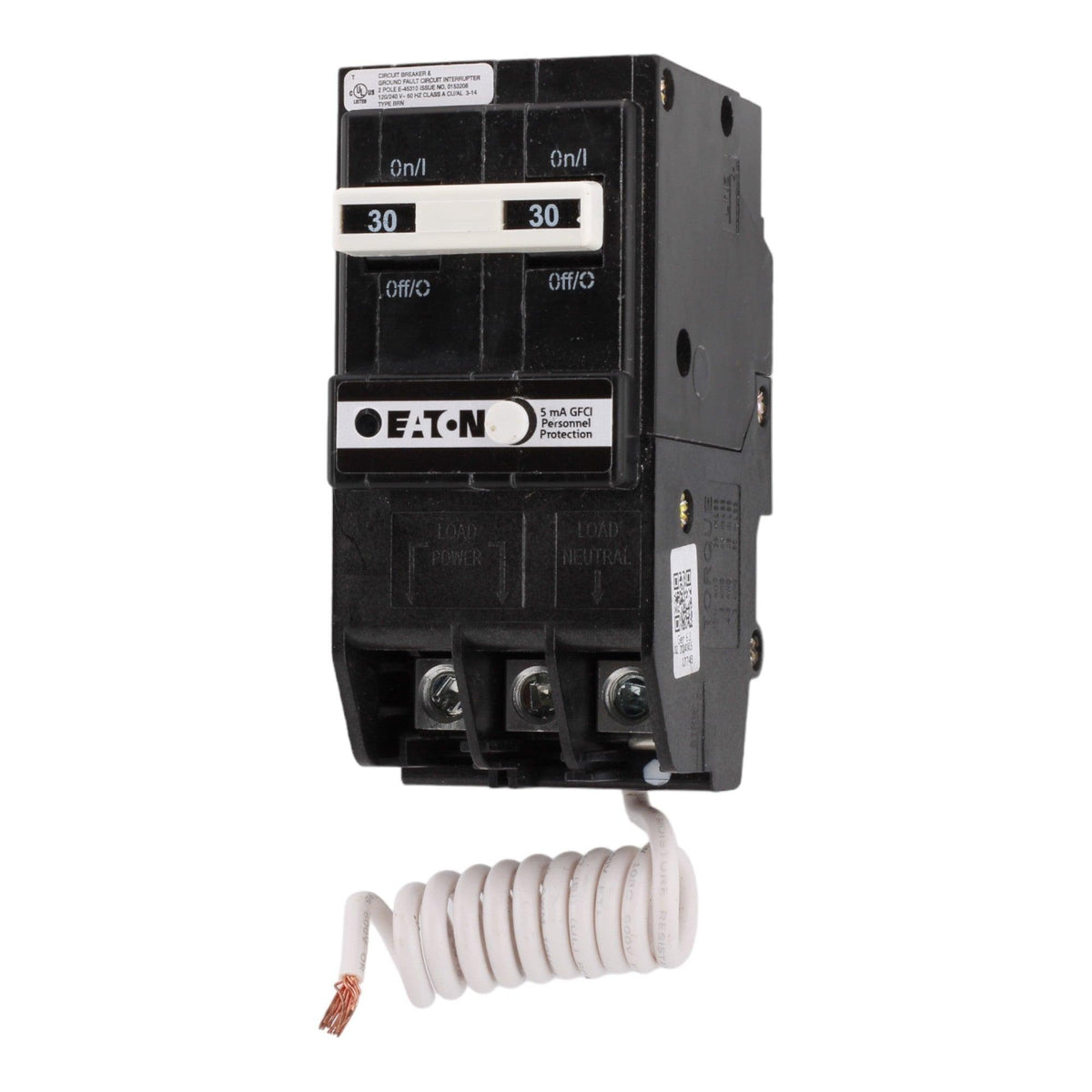 Eaton BRN230GF 30A 120/240V 2-pole GFCI Circuit Breaker Pigtail Neutral