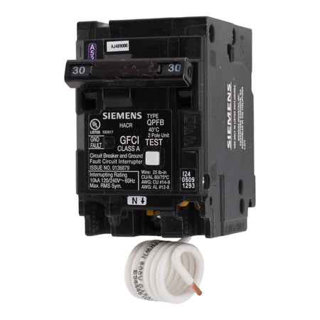 Siemens Q230GF 30 Amp Double Pole 240V Pigtail-Neutral GFCI Ground Fault Circuit Breaker UL