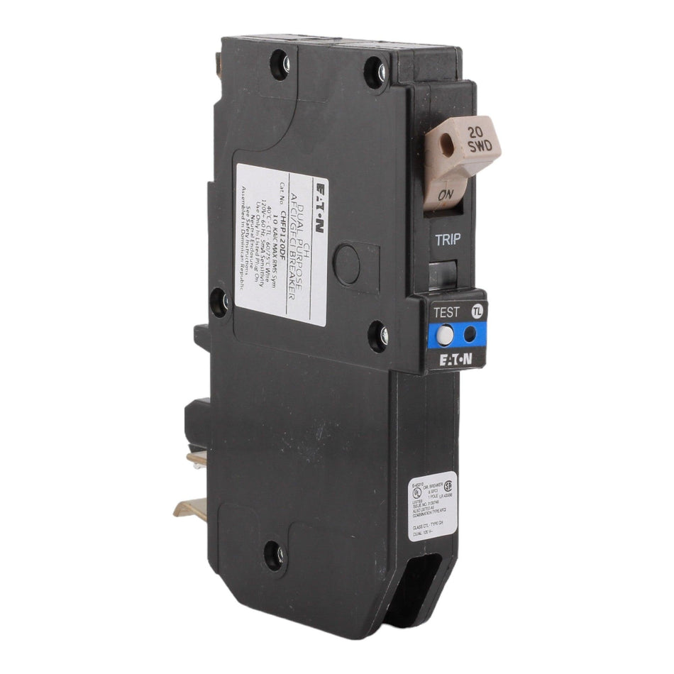 Eaton CHFP120DF 20A 120V 1-pole AFCI/GFCI Circuit Breaker Plug-on Neutral