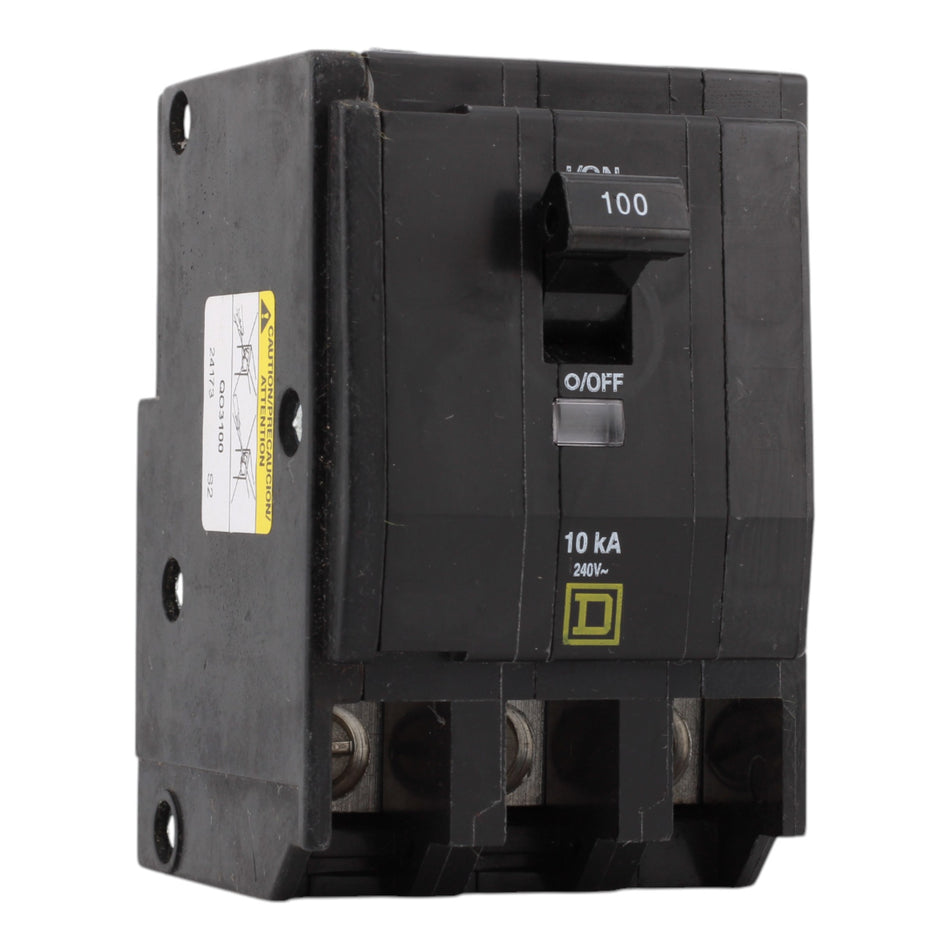 Square D QO3100, 100 Amps, 120/240 Volts, Triple Pole, Miniature Circuit Breaker, Standard Trip, Plug-In Mount, for QO Panels