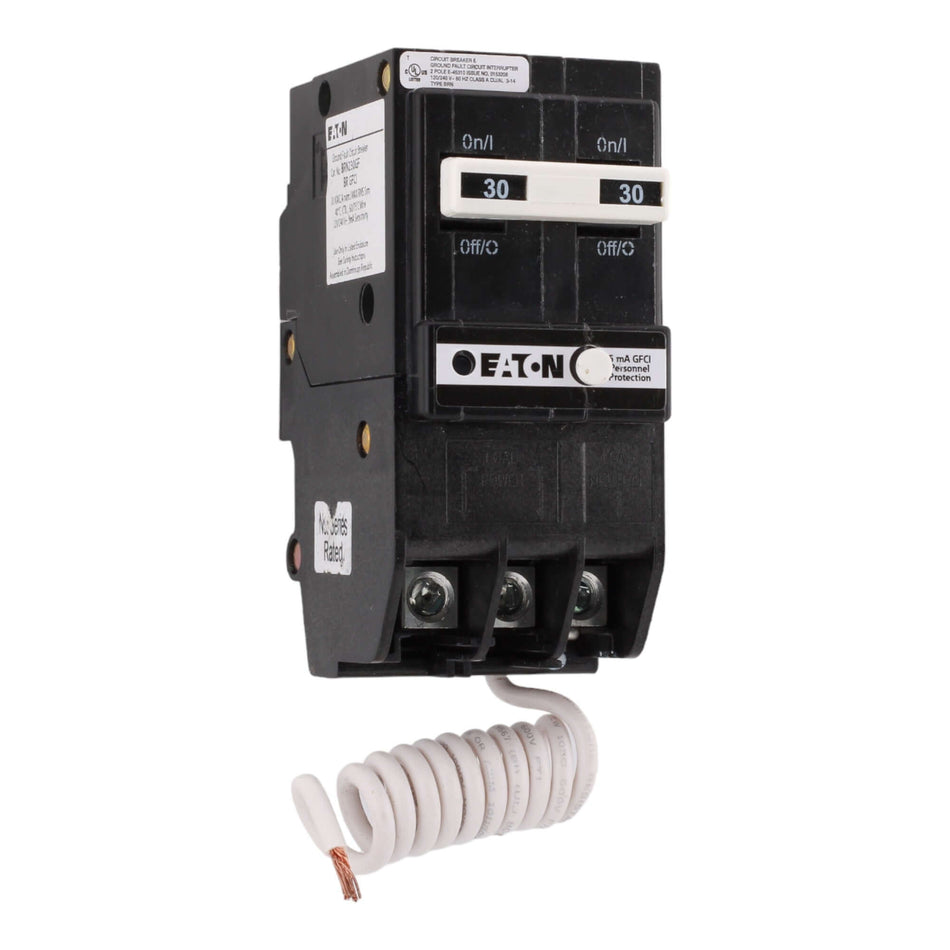 Eaton BRN230GFCS 30A 120/240V 2-Pole GFCI Pigtail Neutral UL