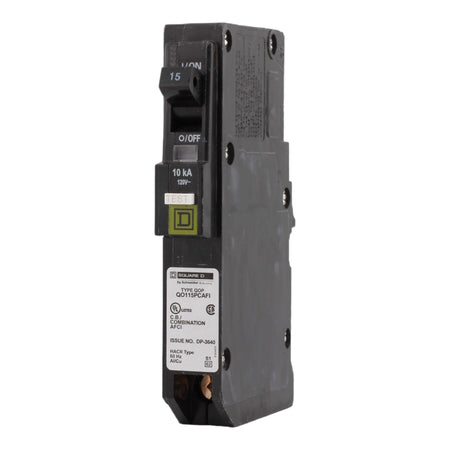 Square D QO115PCAFI 15 Amp Single Pole 120V Plug-On Neutral AFCI Arc Fault Circuit Breaker UL