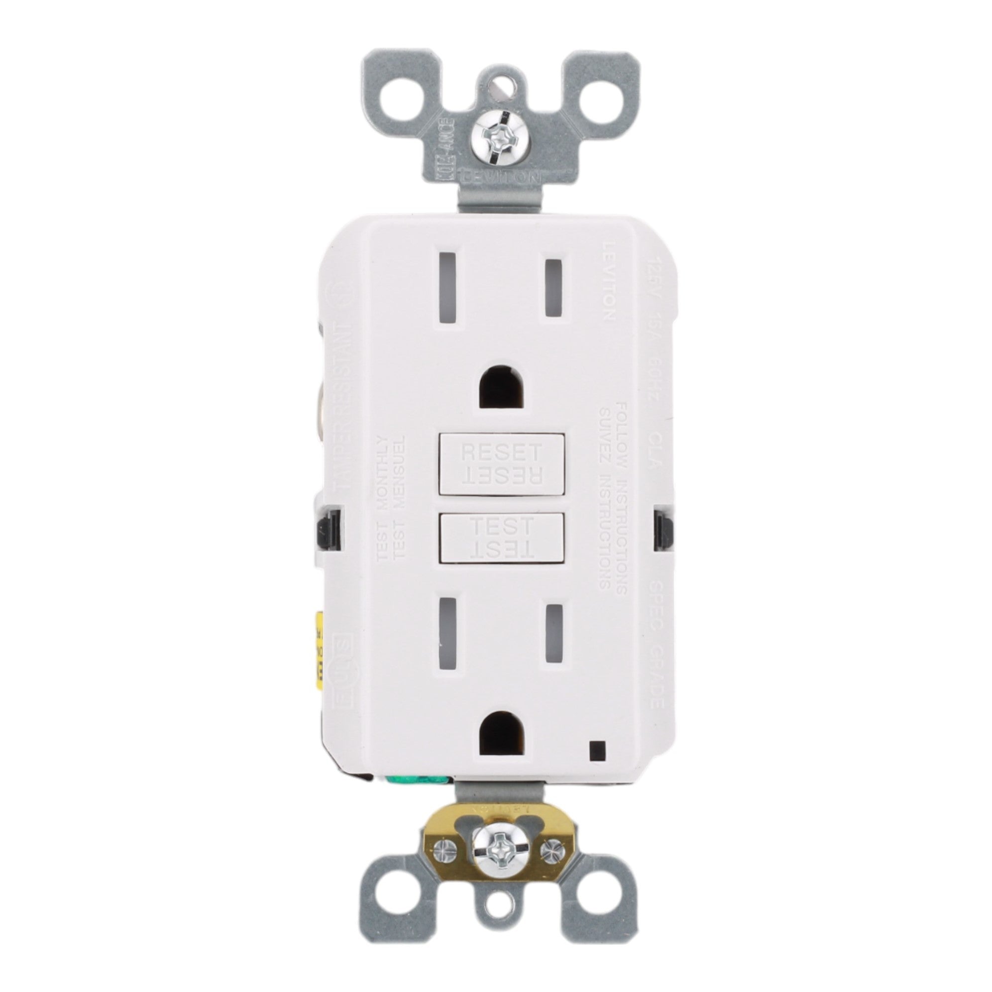 Leviton GFTR1-W 15A 125V Tamper-Resistant Duplex GFCI Receptacle White