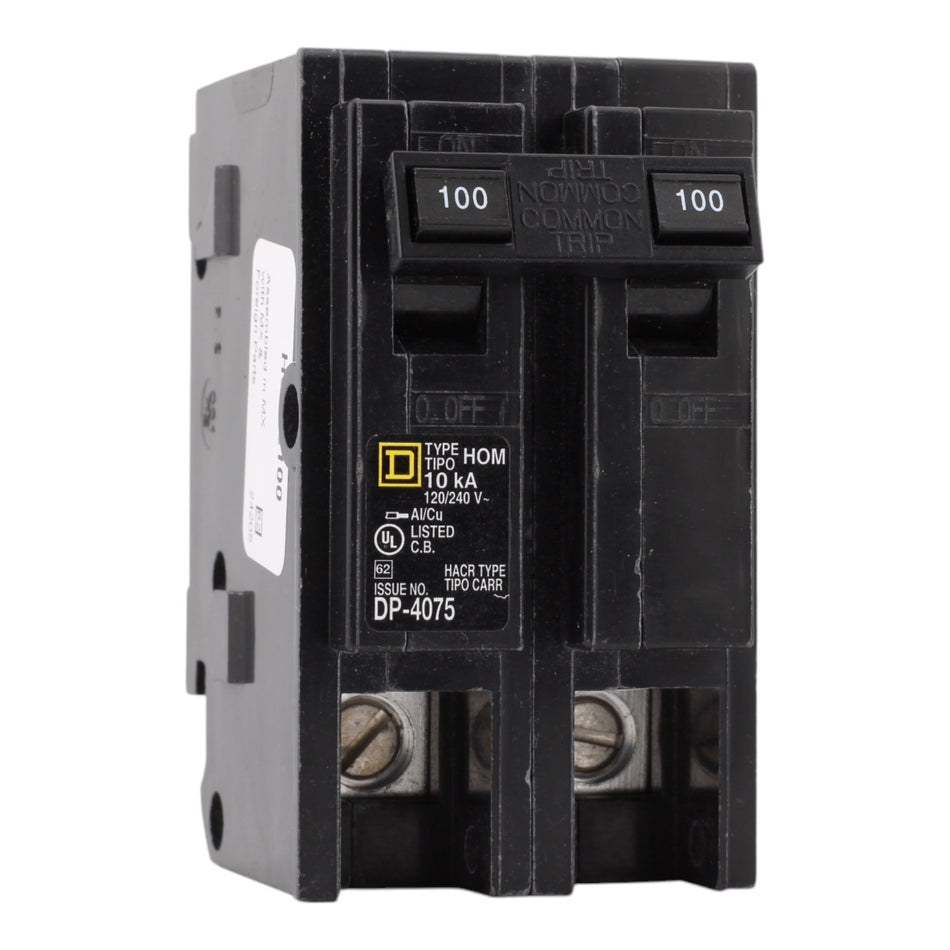 Square D HOM2100 100A 120/240V 2P Standard Circuit Breaker Plug-In Homeline Panels