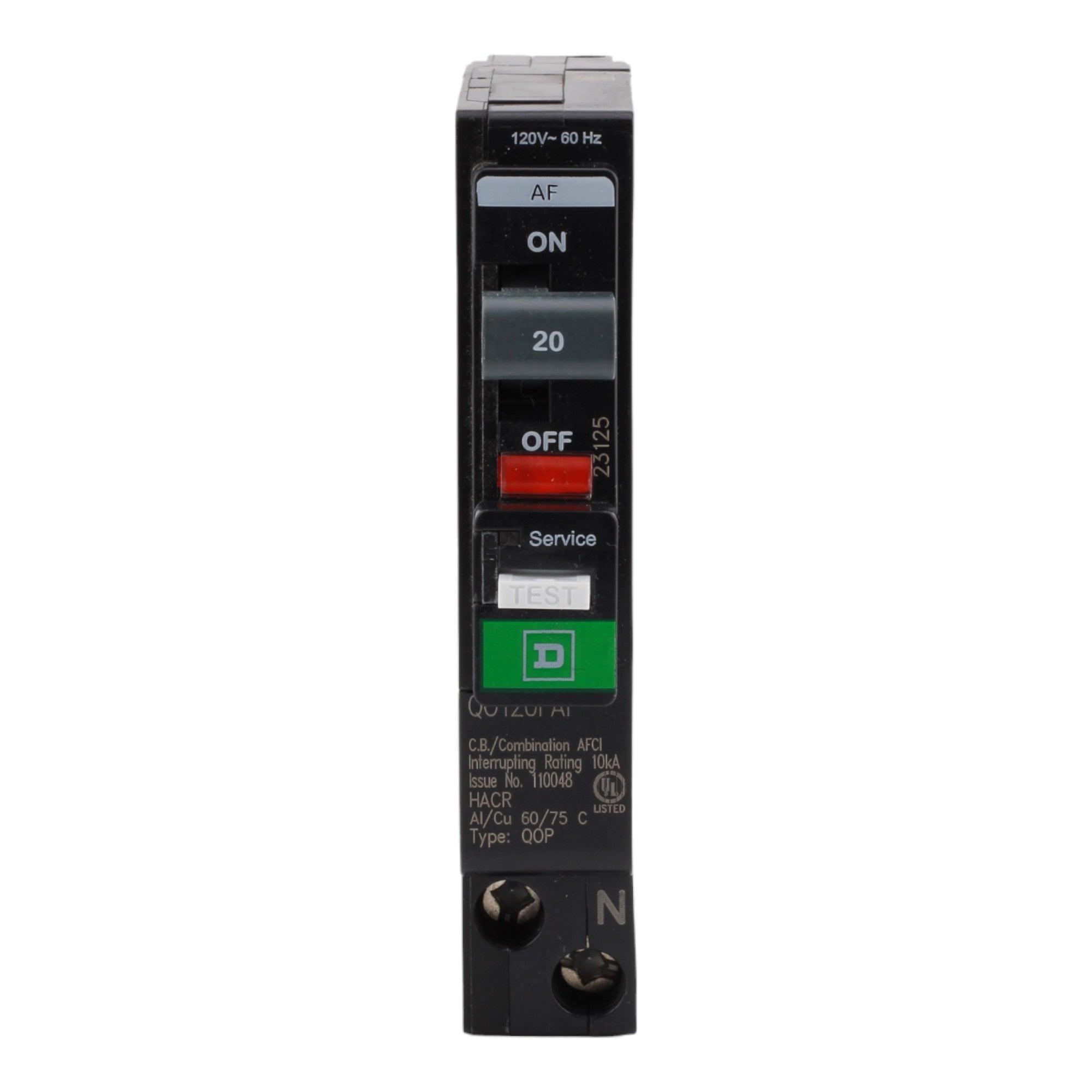 Square D QO120PAF 20 Amp Single Pole 120V Plug-On Neutral AFCI Arc Fault Circuit Breaker UL - RES LLC Store