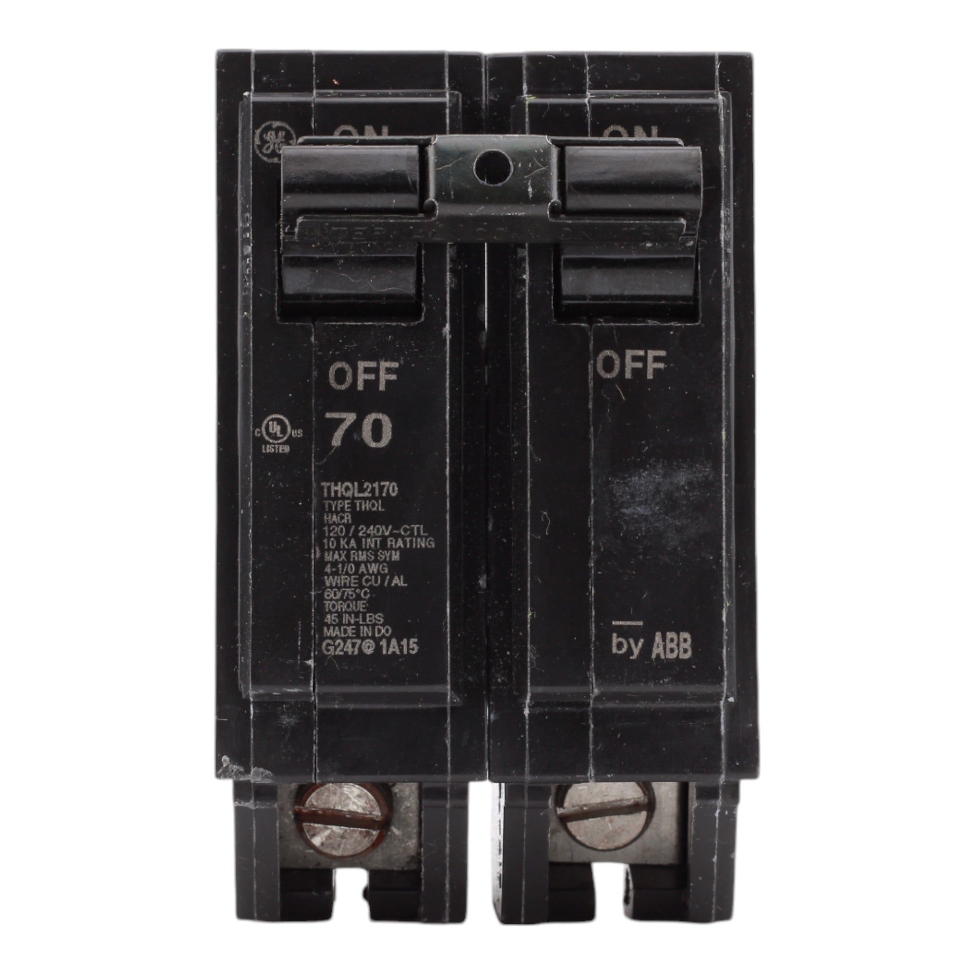 GE THQL2170 70 Amp Double Pole 240V Plug-In Standard Trip Circuit Breaker UL