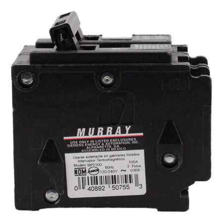 Murray MP2100 100 Amp Double Pole Main Circuit Breaker - 120/240V, Plug-On, UL Listed