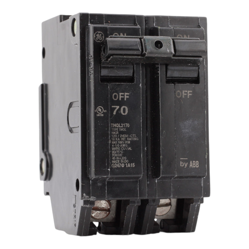 GE THQL2170P 70A 240V 2P Standard Circuit Breaker Plug-On Q-Line Panels