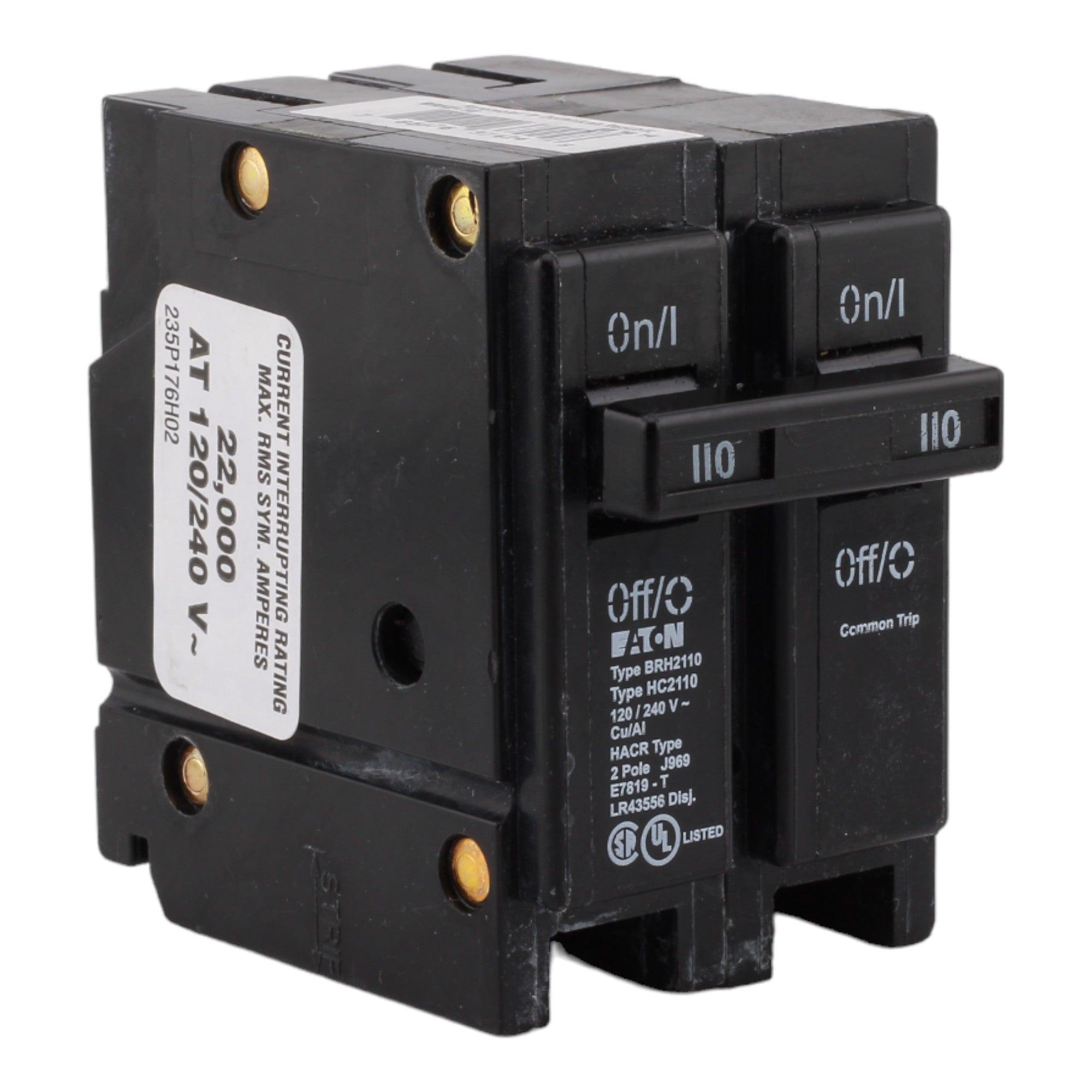 Eaton BRH2110 110 Amp Double Pole 240V Plug-In Standard Trip Circuit Breaker UL