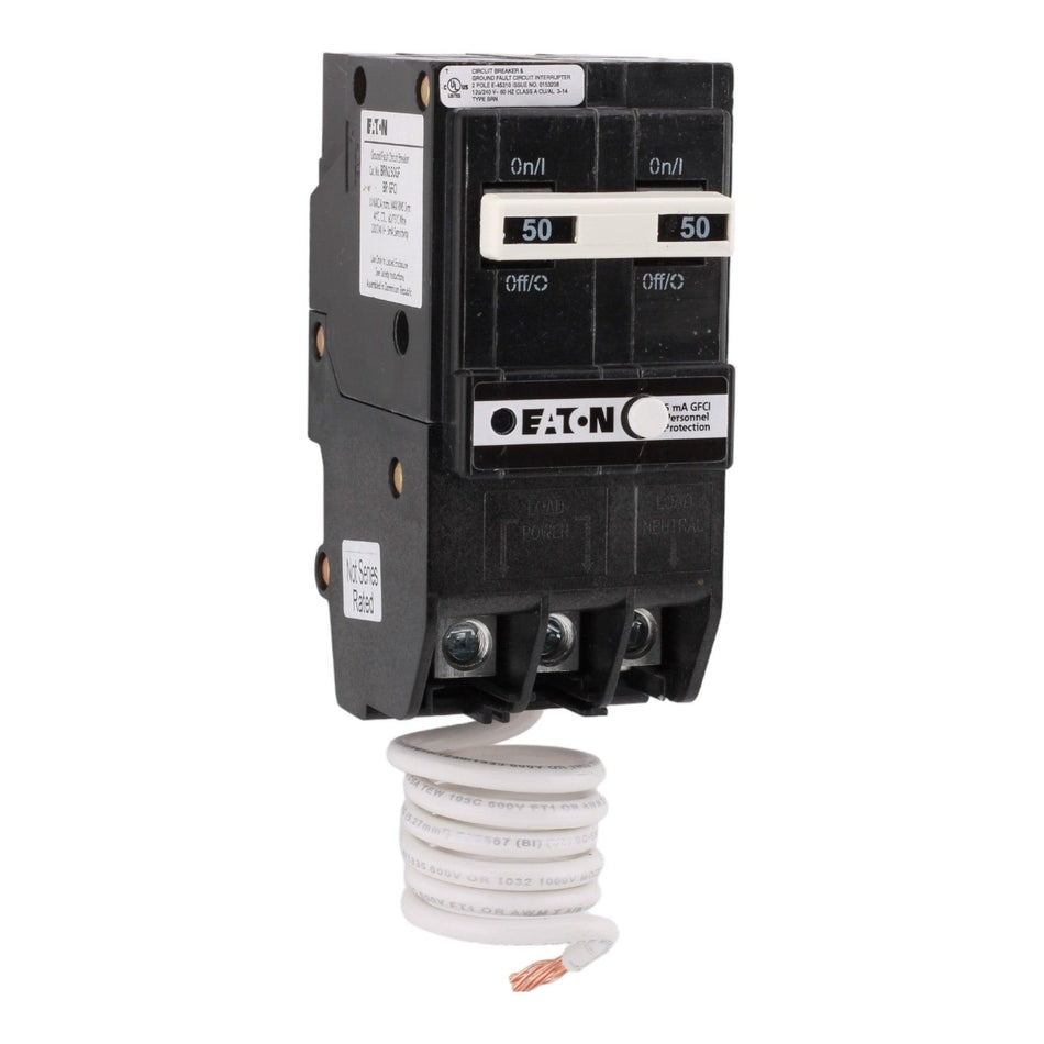 Eaton BRN250GF 50 Amp Double Pole 240V Pigtail-Neutral GFCI Ground Fault Circuit Breaker UL - RES LLC Store