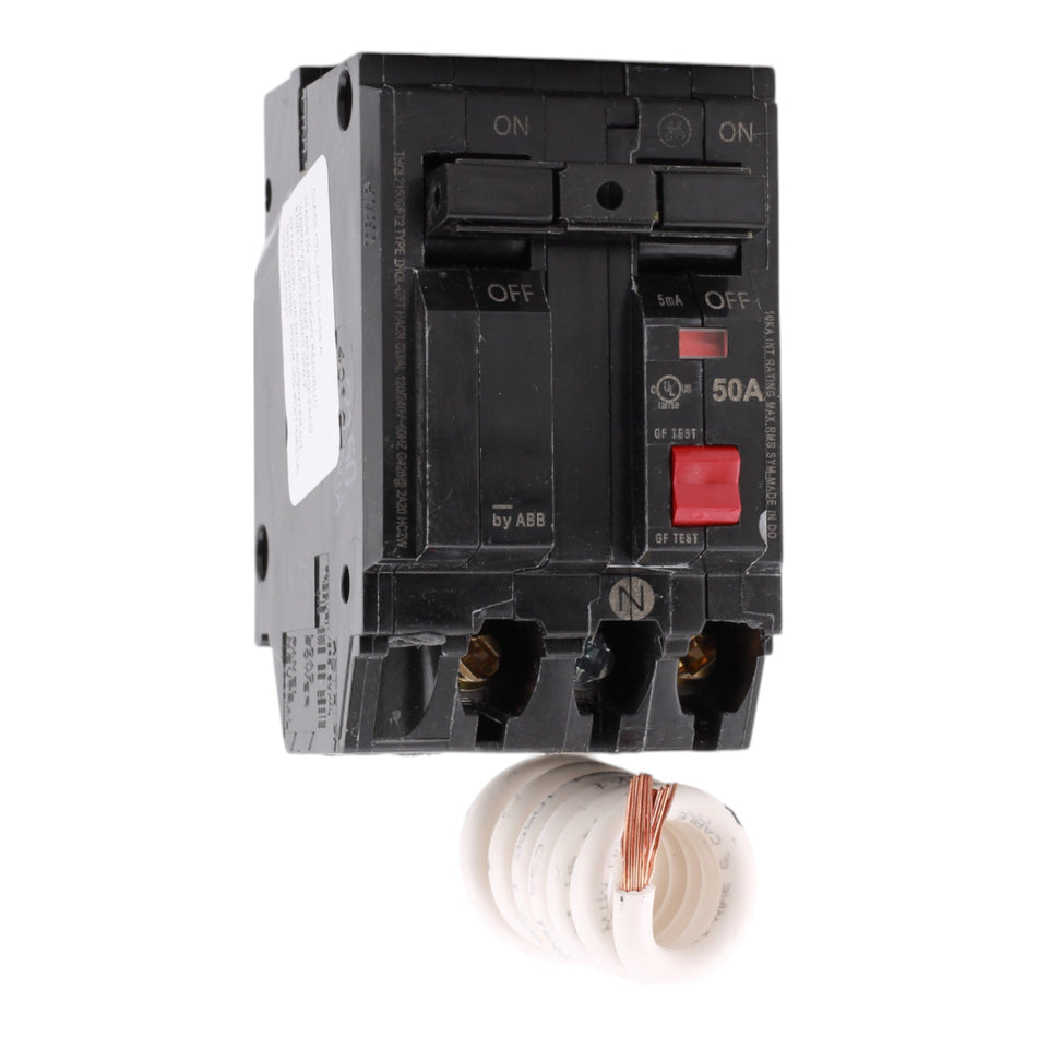 GE THQL2150GFT2P 50A 240V 2-pole GFCI Circuit Breaker Pigtail Neutral