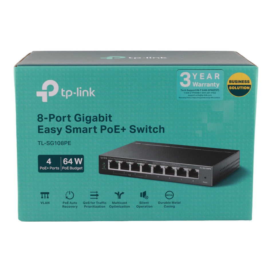 TP-Link TL-SG108PE 8-Port Gigabit Easy Smart Switch with 4-Port PoE - RES LLC Store