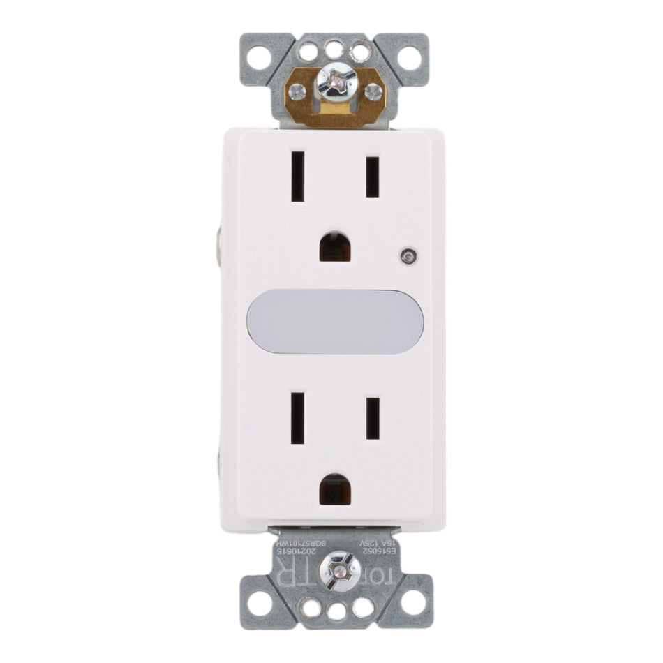 Square D SQR57101WH X Series 15A 125V Tamper Resistant Lighted Outlet, Matte White