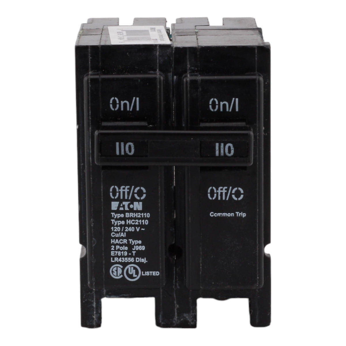 Eaton BRH2110 110 Amp Double Pole 240V Plug-In Standard Trip Circuit Breaker UL