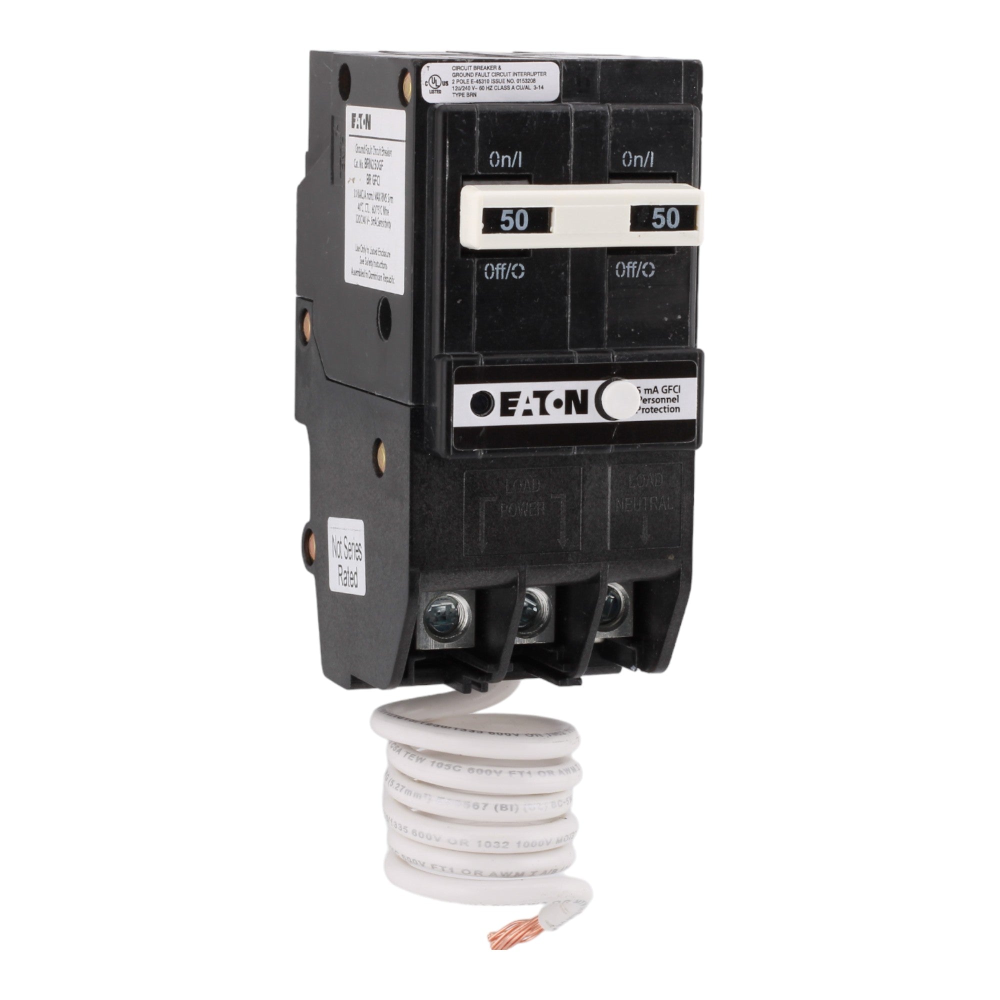 Eaton BRN250GFCS 50A 120/240V 2-pole GFCI Pigtail Neutral UL