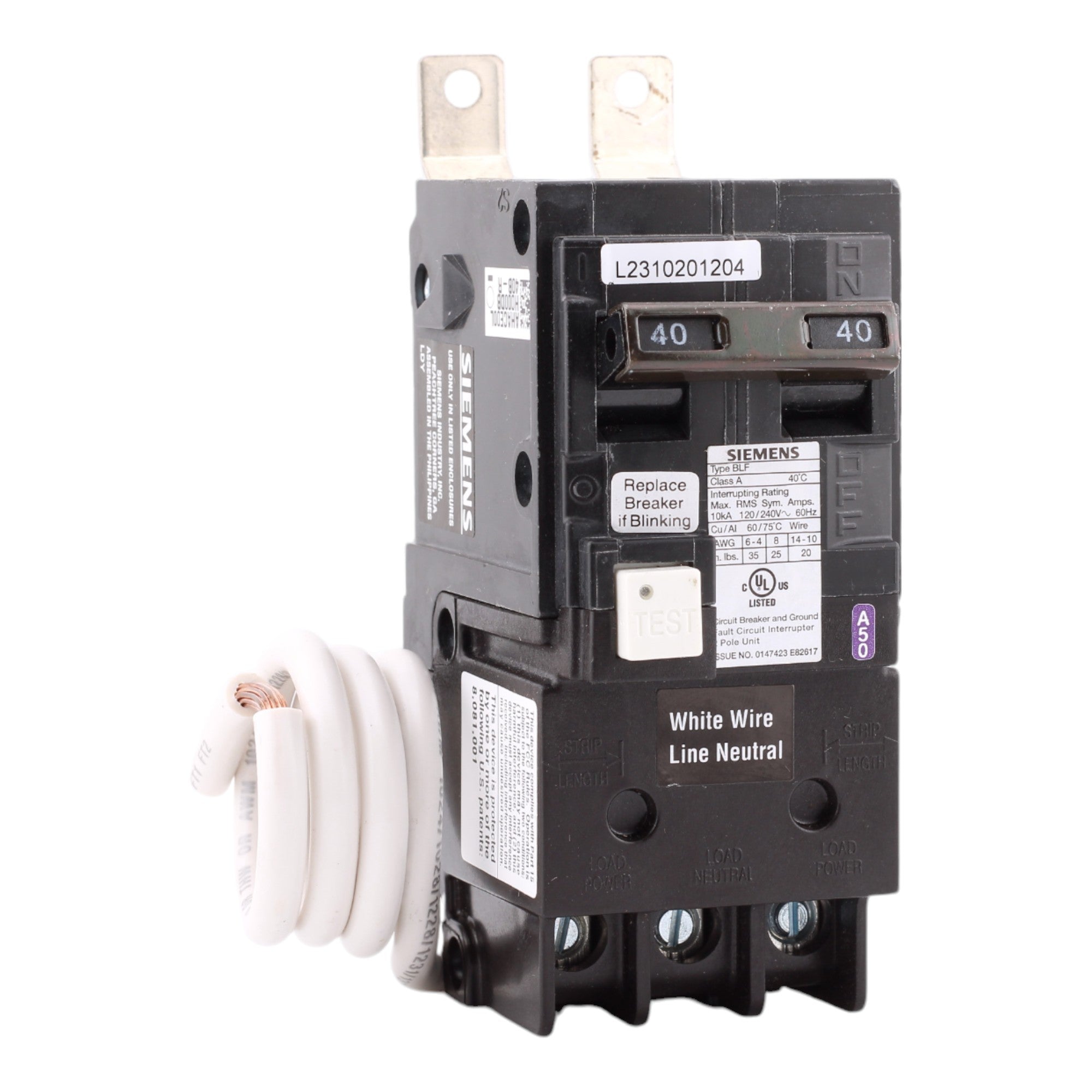 Siemens BF240A 40 Amp Double Pole 240V Bolt-On GFCI Ground Fault Circuit Breaker UL