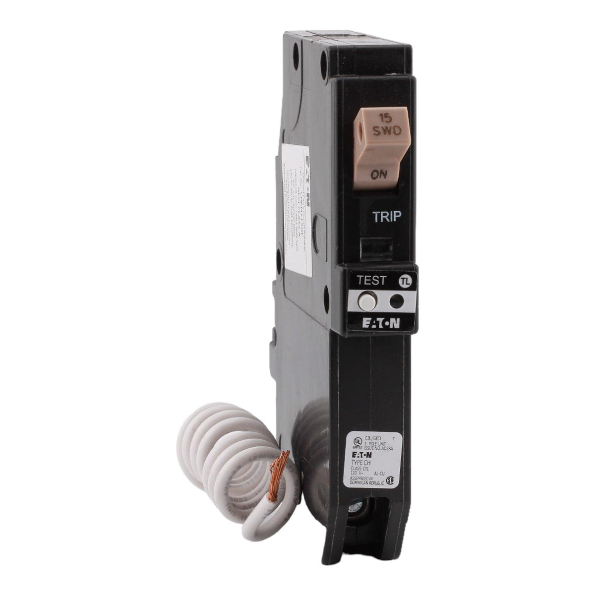 Eaton CHFN115GF 15 Amp Single Pole 120V Pigtail-Neutral GFCI Ground Fault Circuit Breaker UL