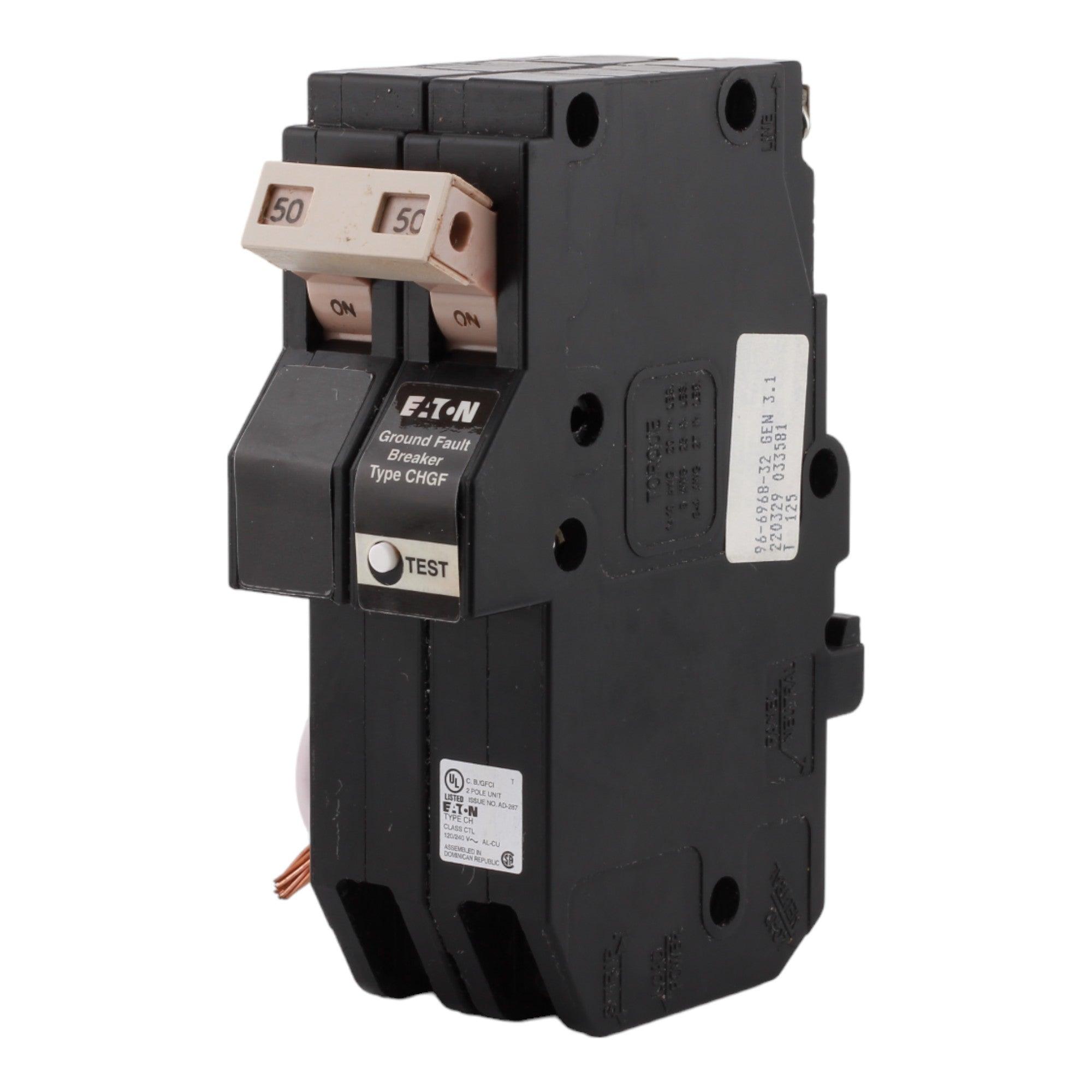 Eaton CHN250GF 50 Amp Double Pole 240V Pigtail-Neutral GFCI Ground Fault Circuit Breaker UL - RES LLC Store