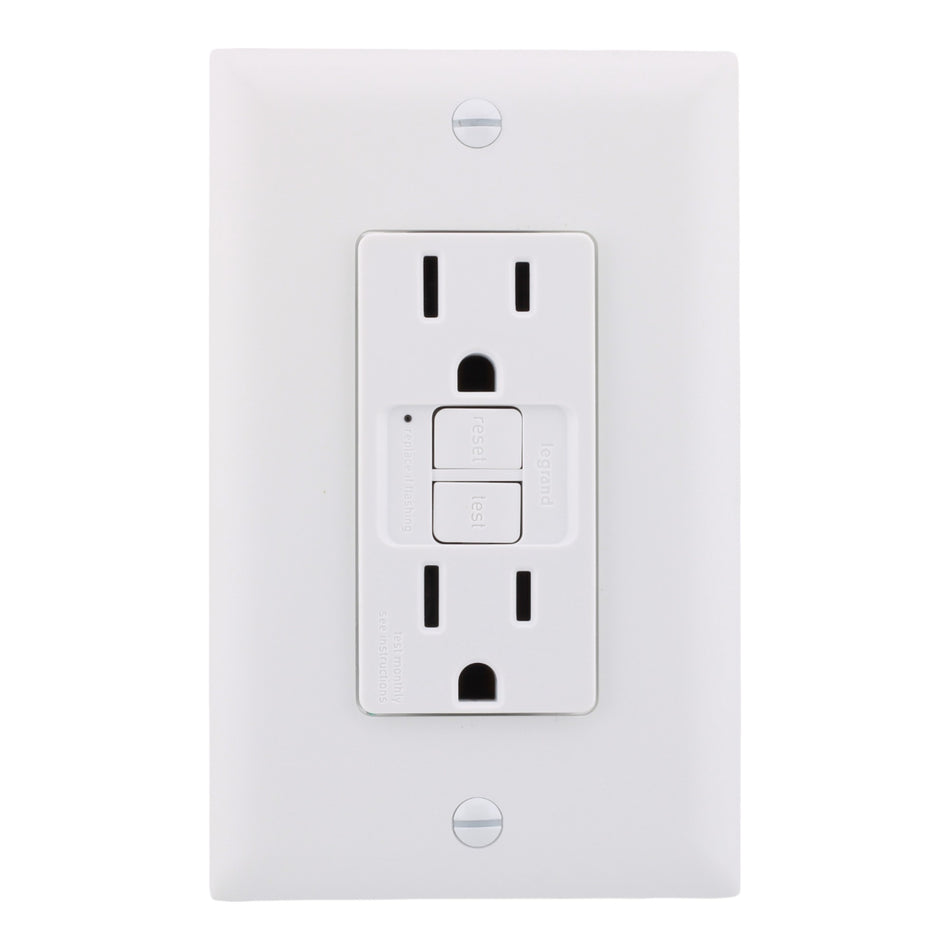 Legrand 1597TRW 15A 125V Tamper-Resistant Duplex GFCI Receptacle White