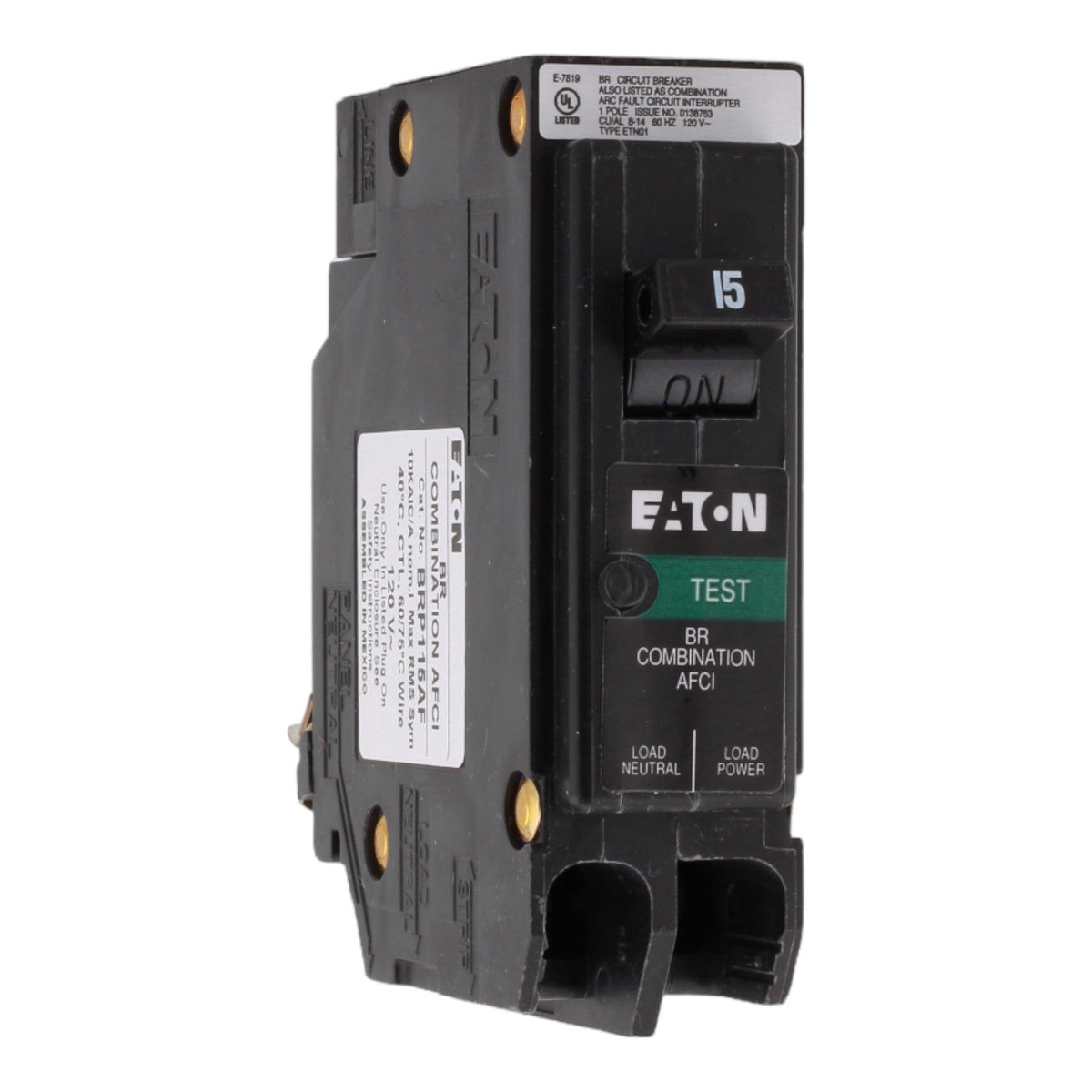 Eaton BRP115AF 15 Amp Single Pole 120V Plug-On Neutral AFCI Arc Fault Circuit Breaker UL - RES LLC Store