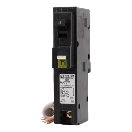 Square D HOM115CAFIC 15 Amp Single Pole 120V Pigtail-Neutral AFCI Arc Fault Circuit Breaker UL