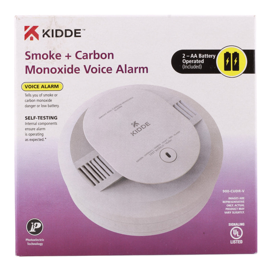 Kidde 900-CUDR-V Battery Smoke & CO Detector Voice Alerts Photoelectric Hush Feature