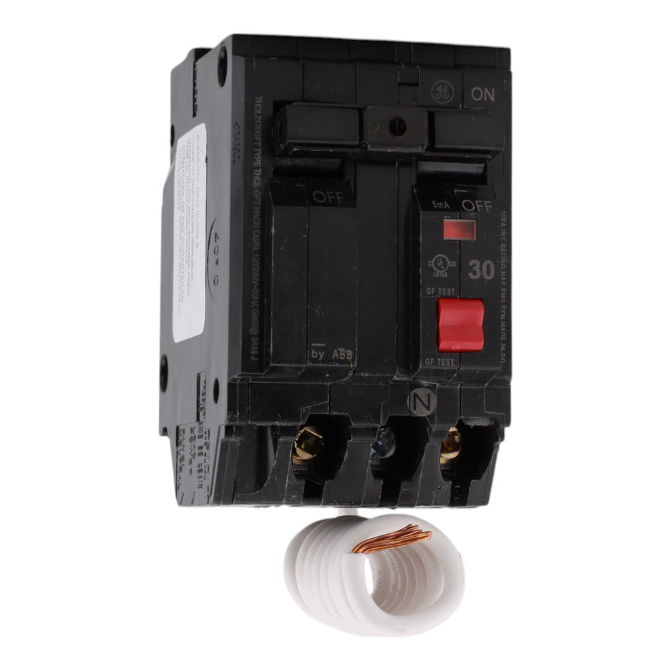 GE THQL2130GFT 30 Amps 120/240 Volts Two-Pole GFCI Circuit Breaker Pigtail Connection for Load Centers