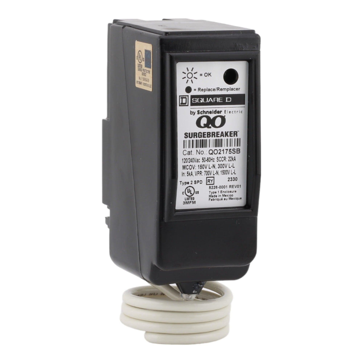 Square D QO2175SB Surge Protector - 120/240 Volt, Plug In, UL Listed