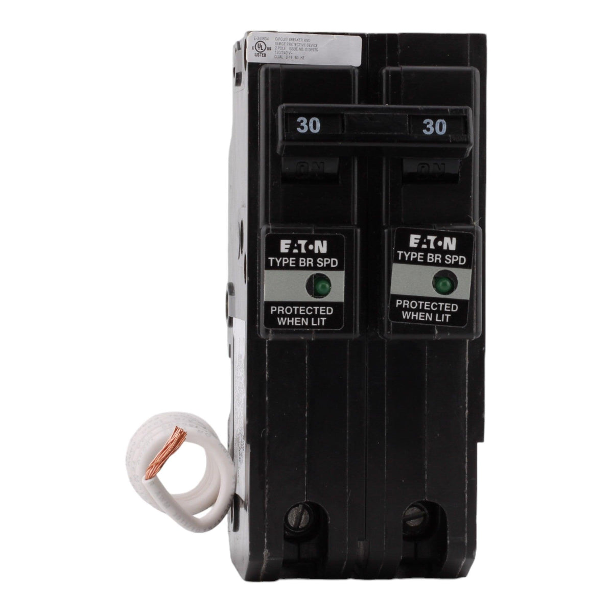 Eaton BR230SUR 30 Amp Double Pole Circuit Breaker - Surge Protection, 120/240V