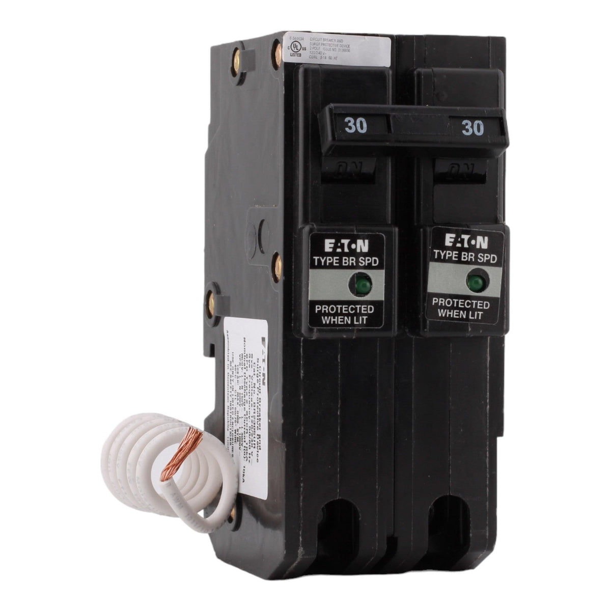 Eaton BR230SUR 30 Amp Double Pole Circuit Breaker - Surge Protection, 120/240V