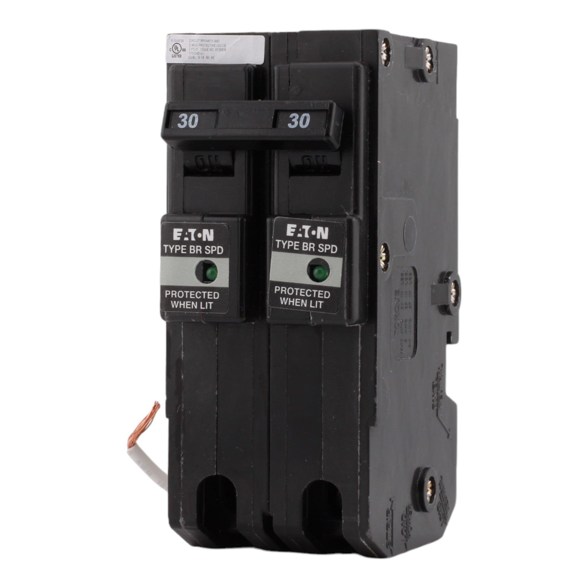 Eaton BR230SUR 30 Amp Double Pole Circuit Breaker - Surge Protection, 120/240V