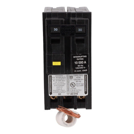 Square D HOM230GFI 30 Amp Double Pole 240V Pigtail-Neutral GFCI Ground Fault Circuit Breaker UL