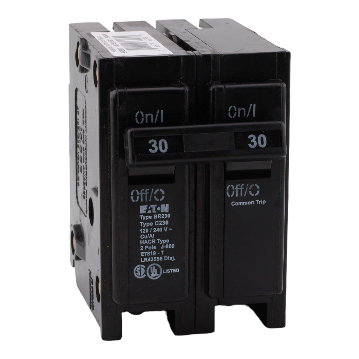 Eaton BR230 30 Amp Double Pole 240V Plug-In Standard Trip Circuit Breaker UL