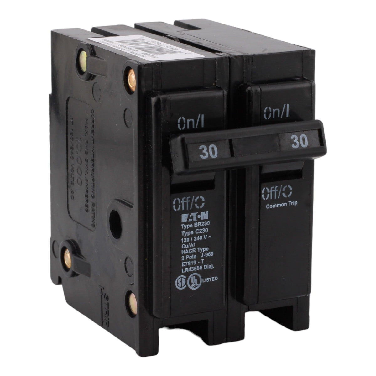 Eaton BR230 30 Amp Double Pole 240V Plug-In Standard Trip Circuit Breaker UL