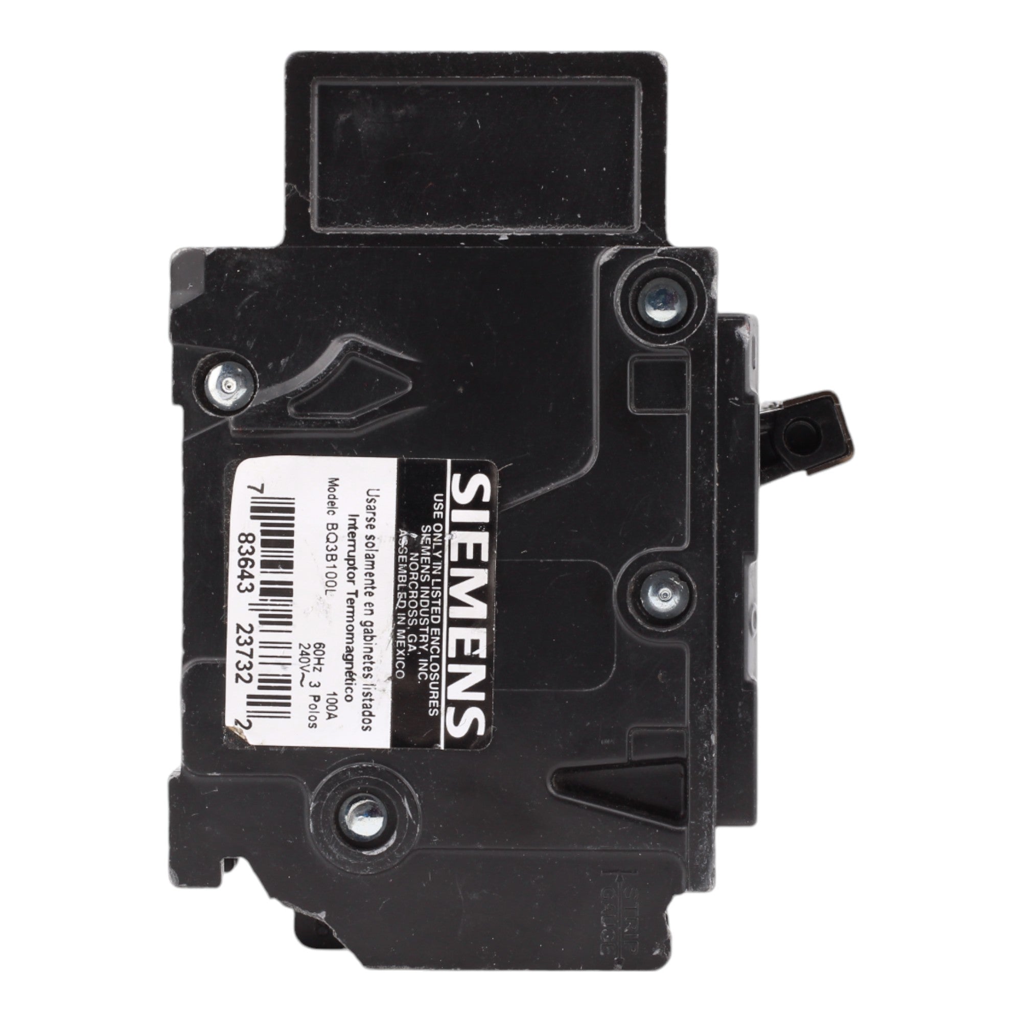 Siemens BQ3B100L 100 Amp Triple Pole 240V Bolt-On Standard Trip Circuit Breaker UL