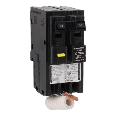 Square D HOM230GFI 30 Amp Double Pole 240V Pigtail-Neutral GFCI Ground Fault Circuit Breaker UL