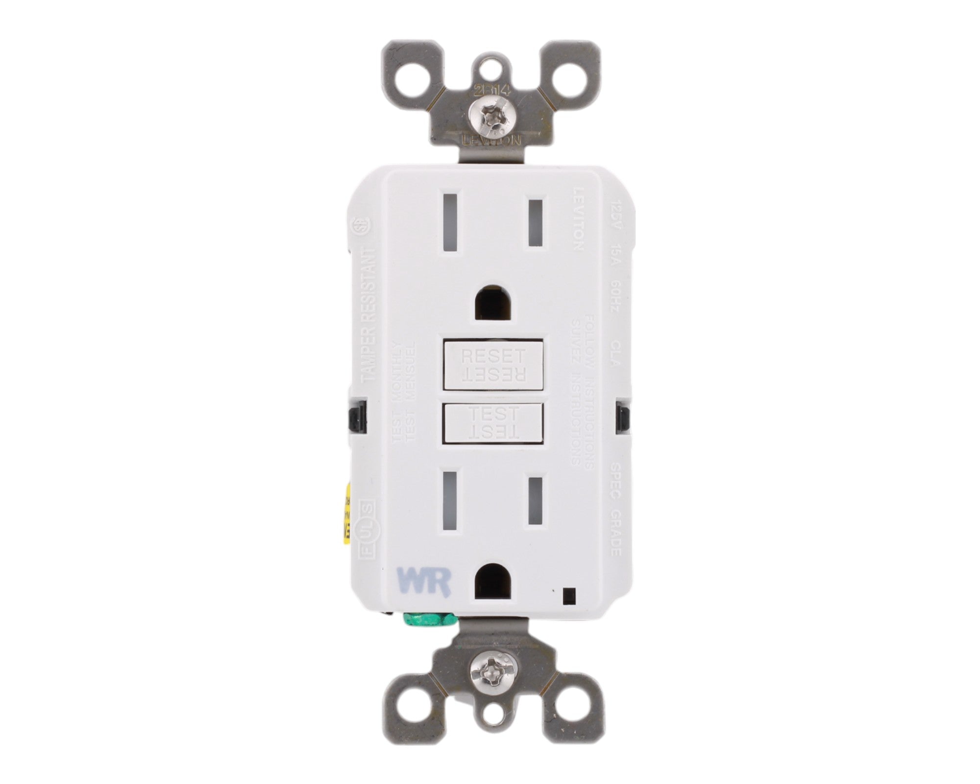 Leviton GFWT1-W 15A 125V GFCI Outlet Weather & Tamper-Resistant LED UL