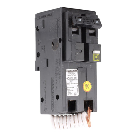 Square D HOM220CAFI 20 Amp Double Pole 120V Pigtail-Neutral AFCI Arc Fault Circuit Breaker UL