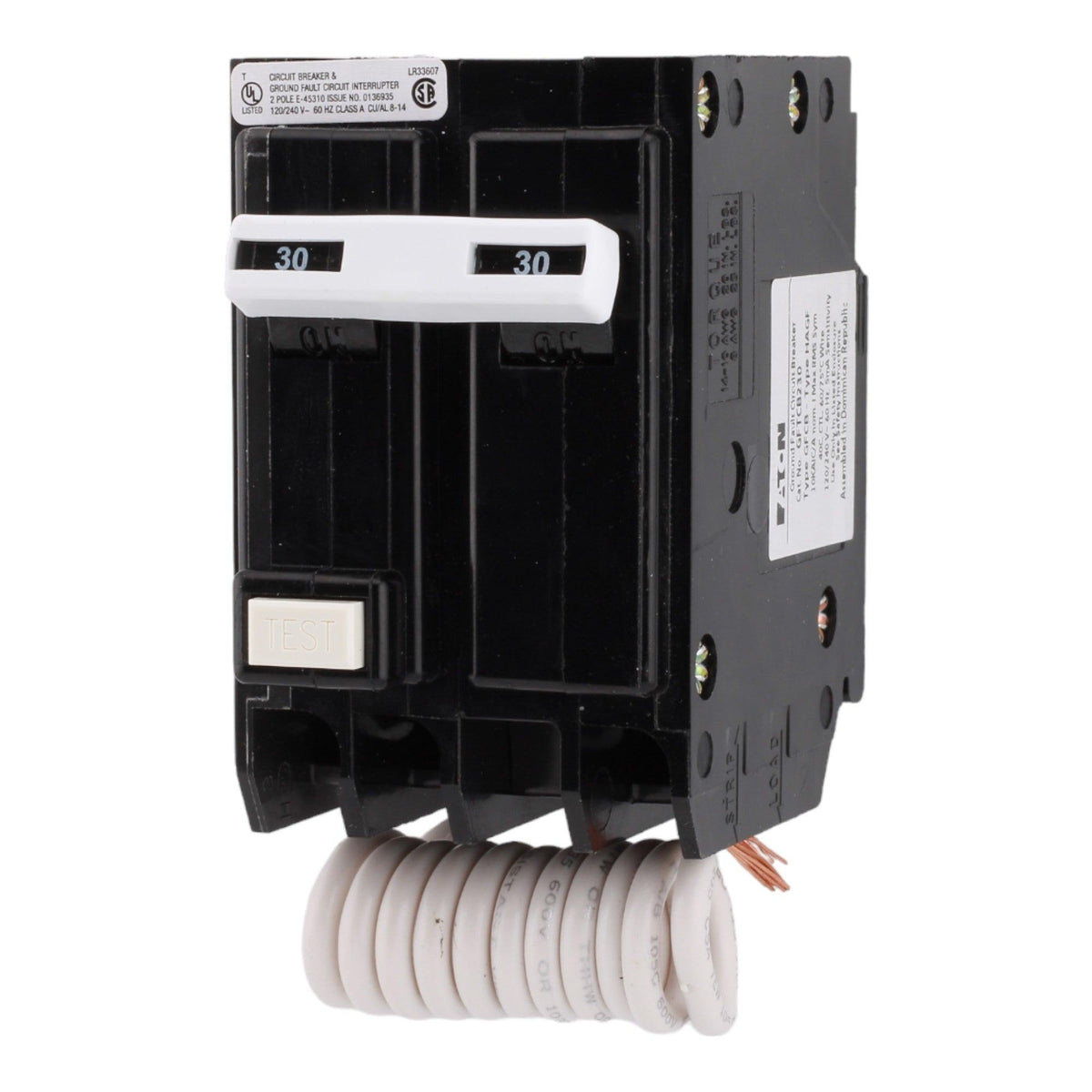 Eaton GFTCB230 30A 120/240V 2-pole GFCI Circuit Breaker Plug-in UL