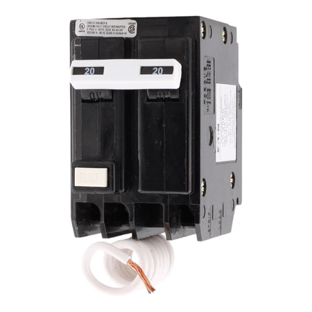 Eaton GFTCB220 20A 2-Pole BR GFCI Circuit Breaker, Plug-On, 240V, UL