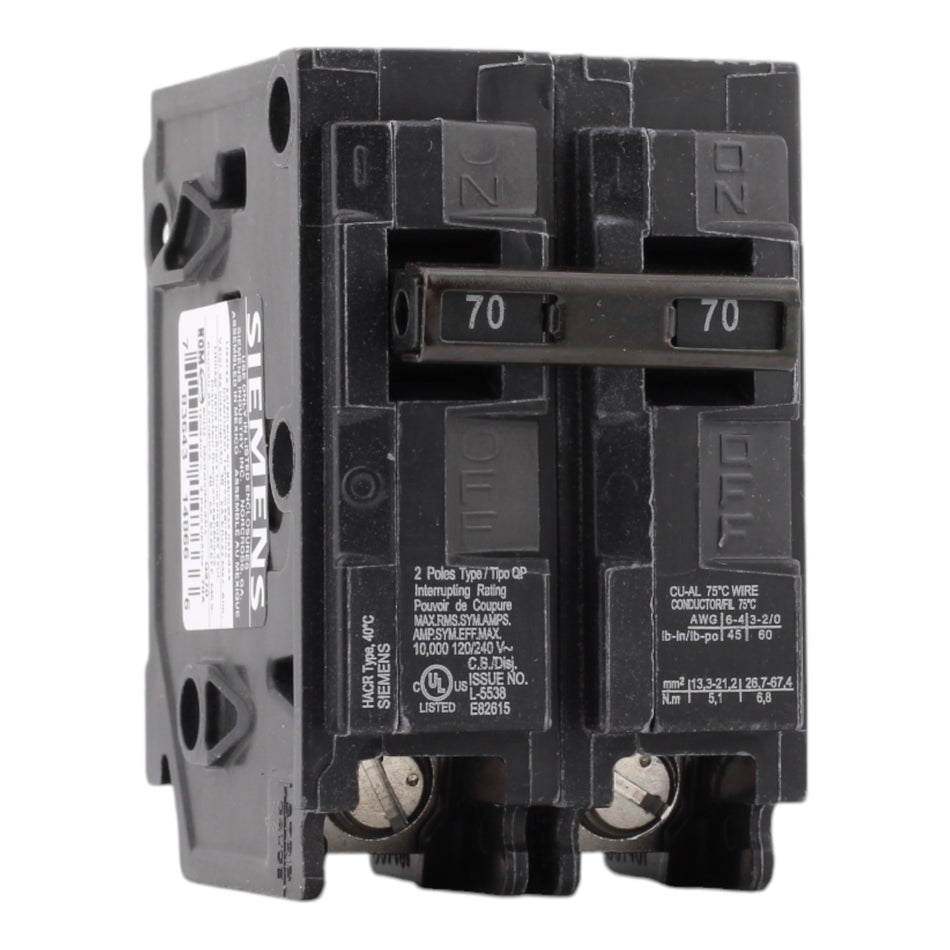 Siemens Q270P 70A 120/240V 2-pole Thermal Magnetic Circuit Breaker