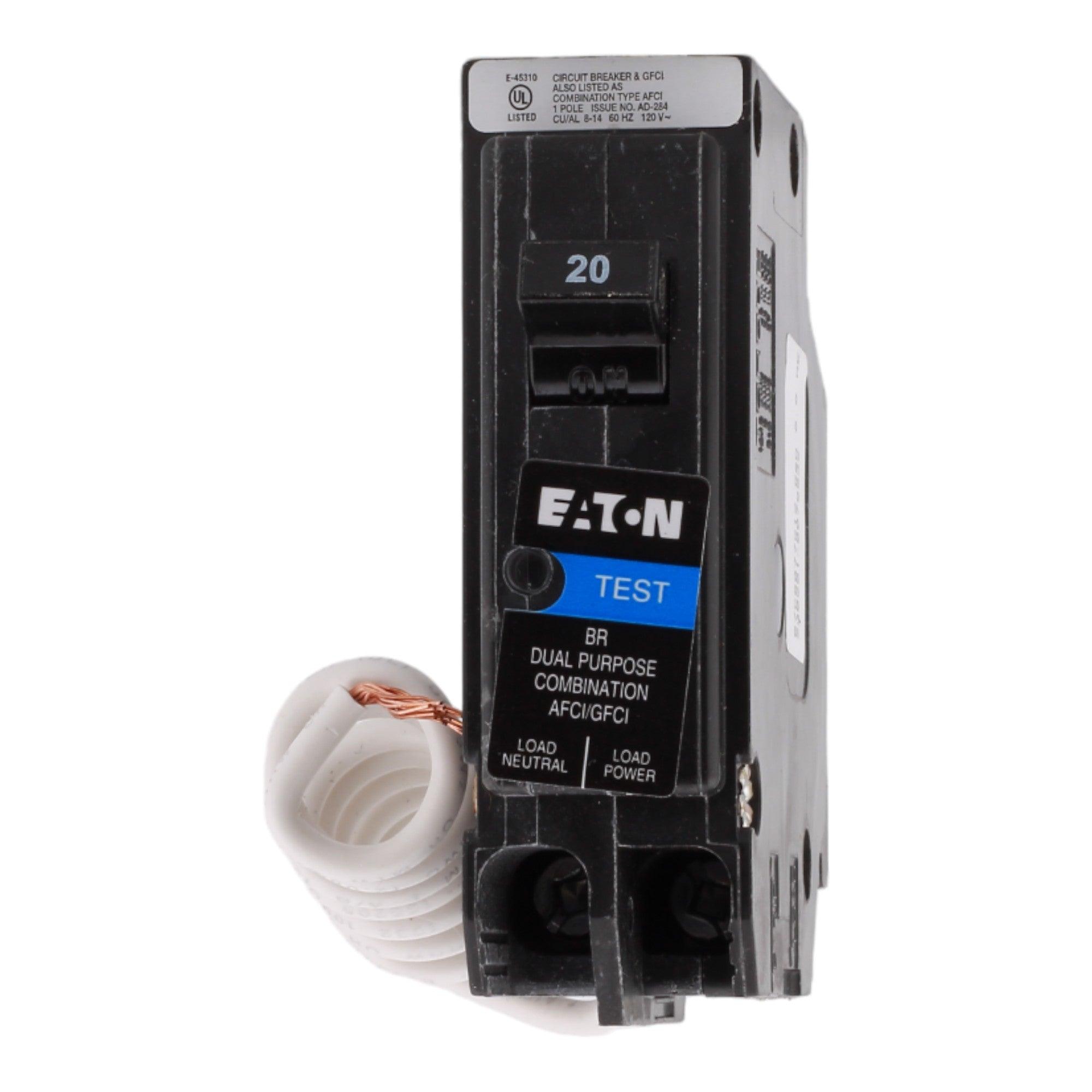 Eaton BRN120DF 20A 120V 1-pole AFCI/GFCI Circuit Breaker Pigtail Neutral