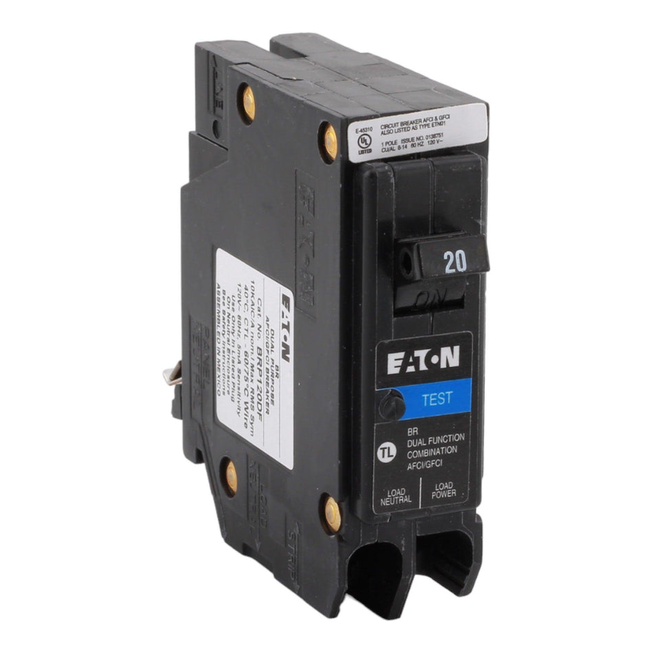 Eaton BRP120DF 20 Amp Single Pole 120V Plug-On Neutral AFCI/GFCI Dual Function Circuit Breaker UL - RES LLC Store