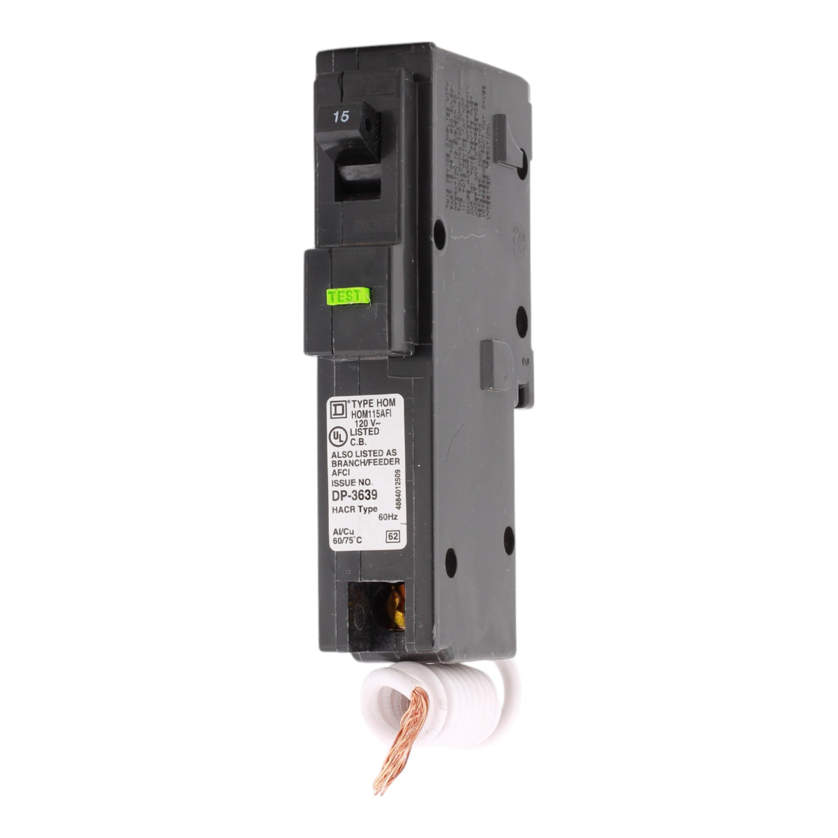 Square D HOM115AFIC 15A 120V 1-Pole AFCI Circuit Breaker Pigtail Neutral