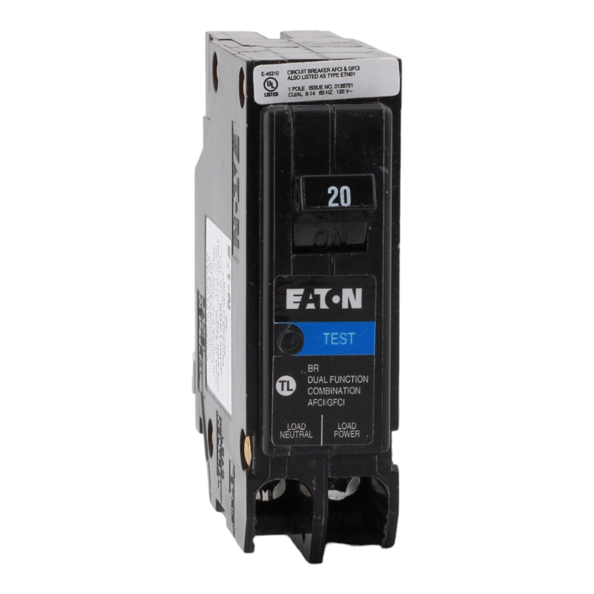 Eaton BRP120DF 20A 120V 1-pole AFCI/GFCI Circuit Breaker Plug-on Neutral