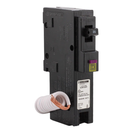 Square D HOM120DF 20 Amp Single Pole 120V Pigtail-Neutral AFCI/GFCI Dual Function Circuit Breaker UL