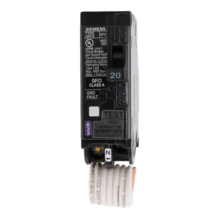 Siemens QF120A 20 Amp Single Pole 120V Pigtail-Neutral GFCI Ground Fault Circuit Breaker UL - RES LLC Store